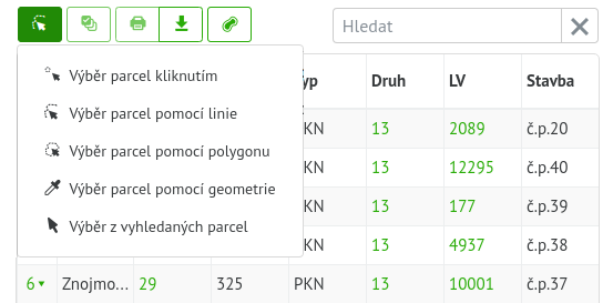 Výběr z mapy